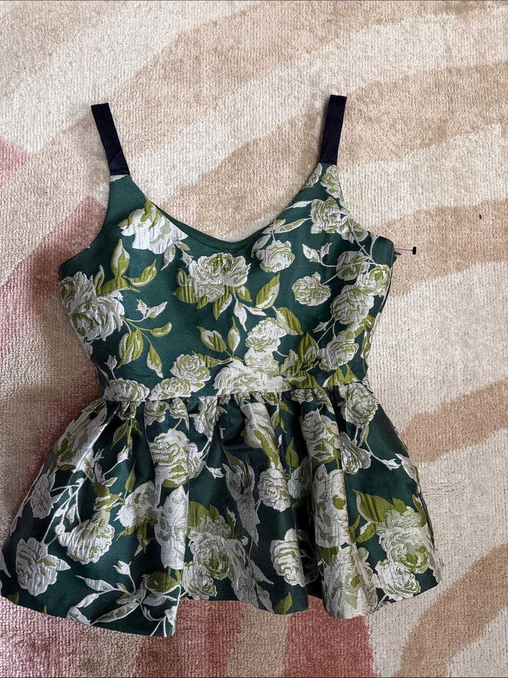 Sunday in Brooklyn Dark Green Floral Jacquard Cami